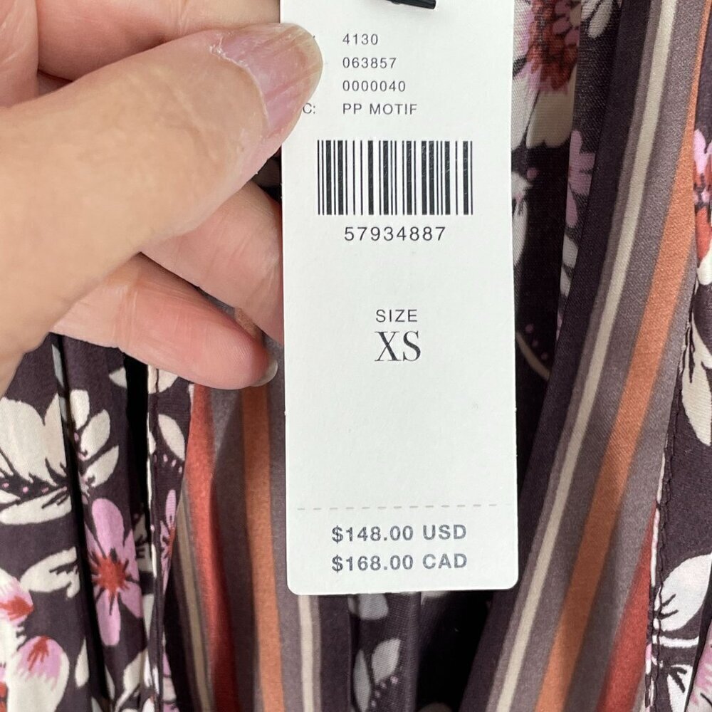 NWT Anthropologie Current Air Alyce Brown Floral Print Pleated Mini Dress XS - Picture 12 of 13